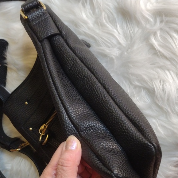 Shoulder/cross body Black leather like bag 9 1/2x12 - Picture 13 of 15